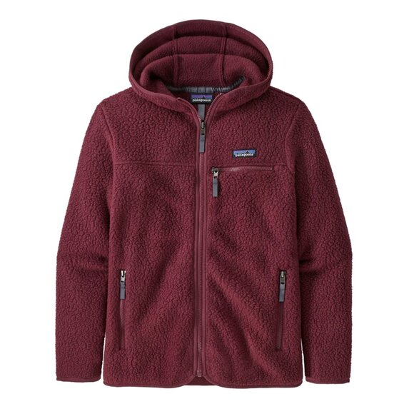 Patagonia maroon Retro Pile fleece Hooded Jacket full zip size XL - Picture 1 of 13